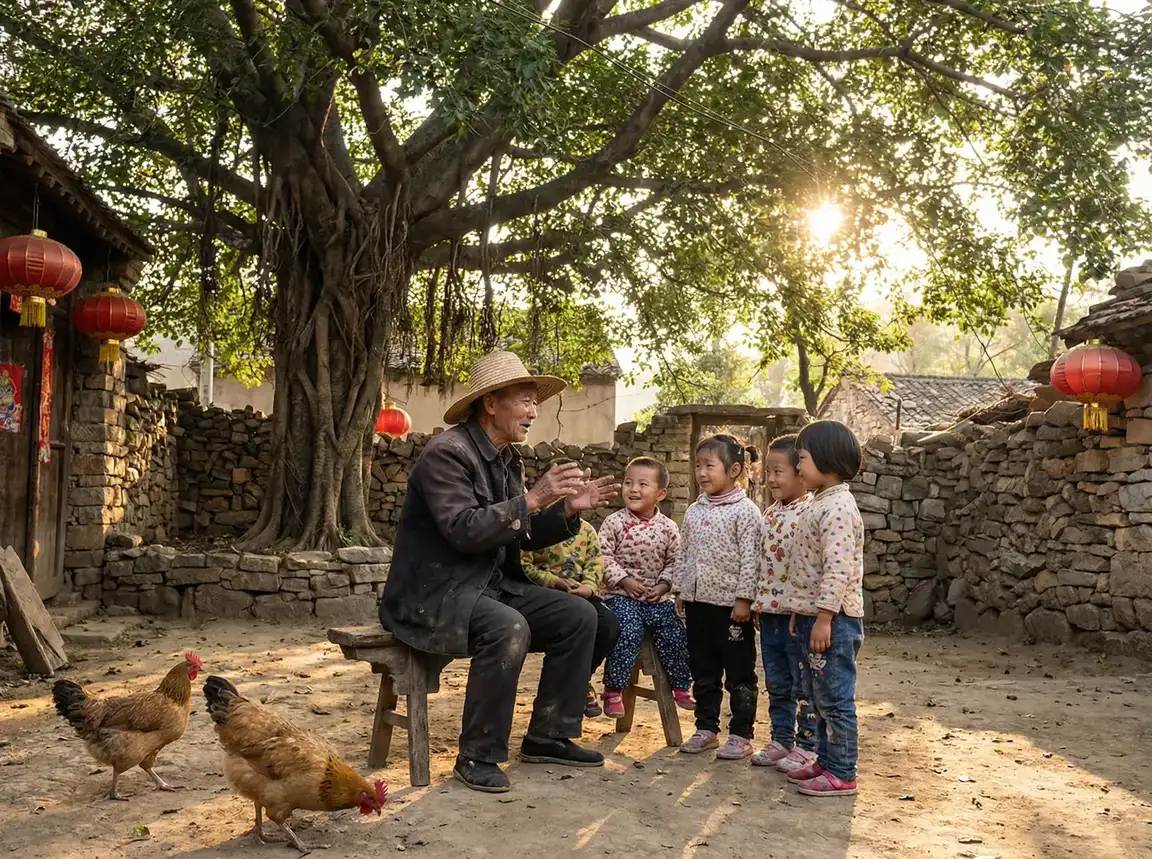 老人在大榕树下给孩子们讲故事 - 新楚留香任贤齐版高清国语 乡村记忆